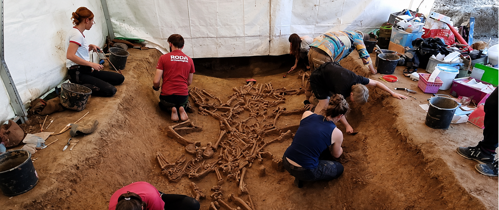 Headless skeletons discovered at the 7,000-year-old Vrable Neolithic settlement in Slovakia.