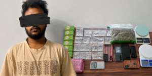 MDMA and OG Kush ganja seized during Madhapur police raid in Hyderabad.