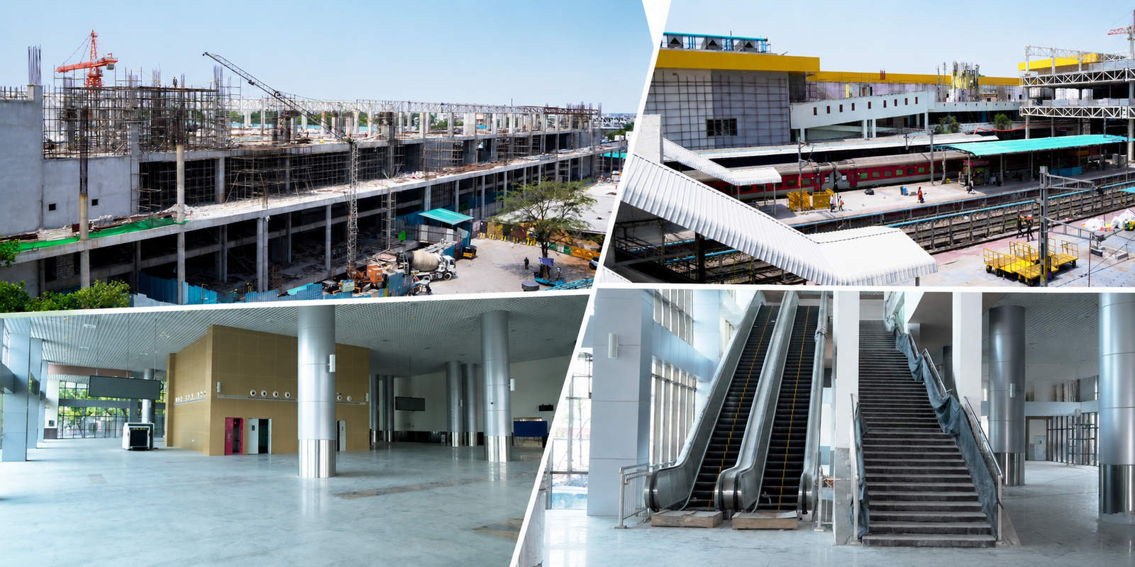 Secunderabad Railway Station redevelopment works nearing completion with modern passenger facilities and new station building.