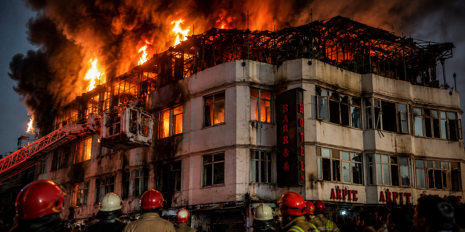 Hotel Arpit Palace in Delhi after deadly fire exposing major safety violations
