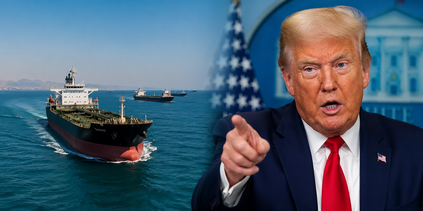 Donald Trump speaking on Strait of Hormuz policy.
