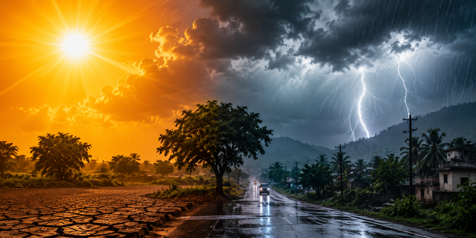 Dark clouds and rain activity across Andhra Pradesh and Telangana amid summer heat.