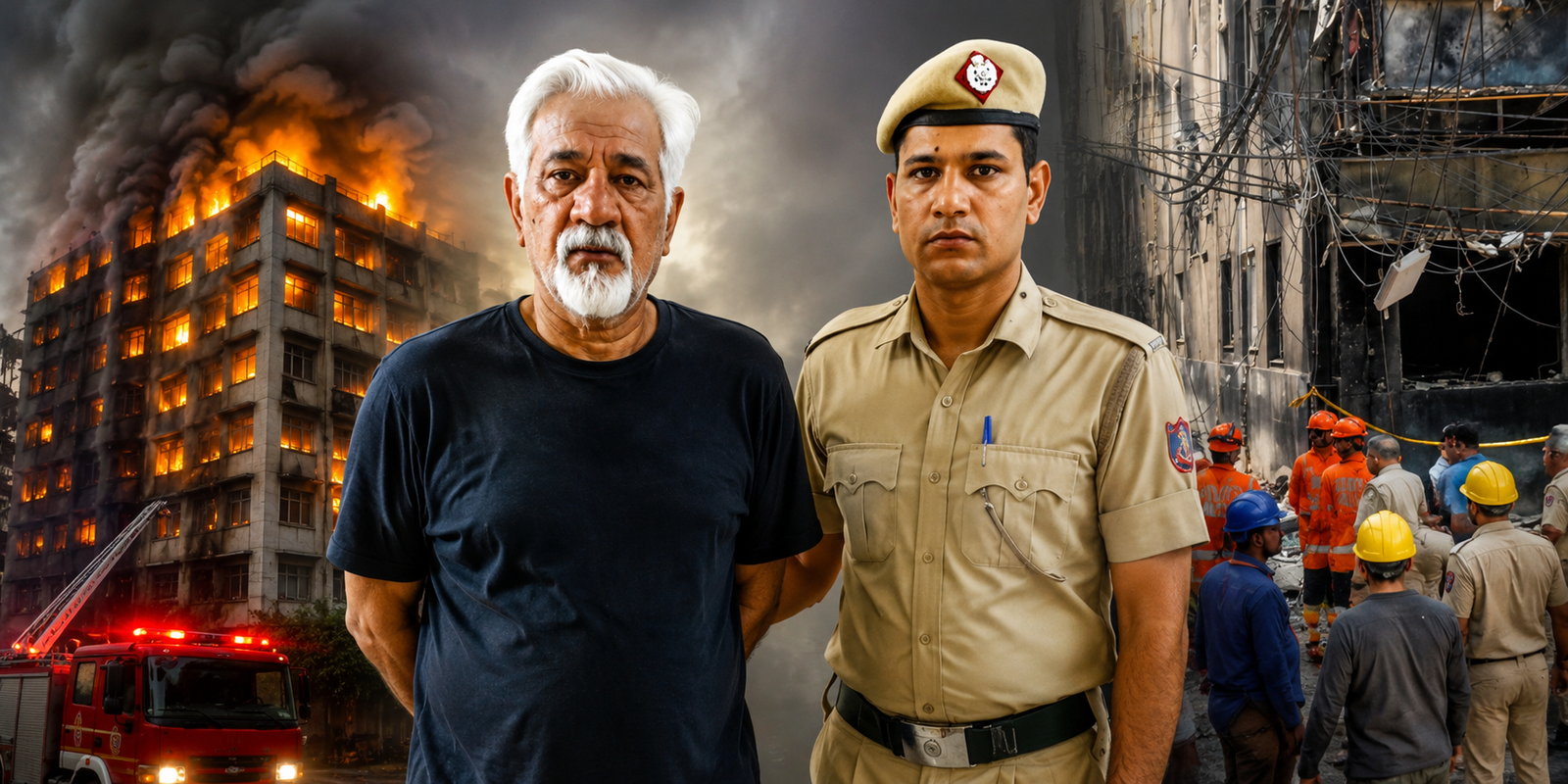 Delhi Police arrest hotel owner Lavkesh Bajaj after deadly Lemon Tree hotel fire that killed 21 people.