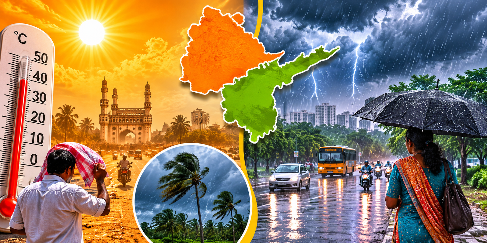 Southwest monsoon clouds over Andhra Pradesh and Telangana as rain forecast approaches.