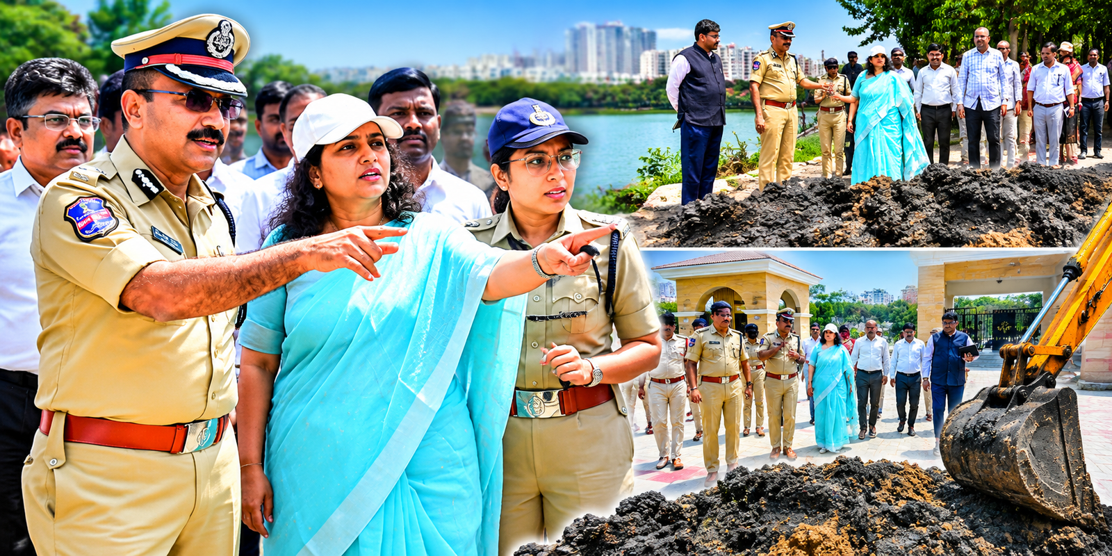 Cyberabad Commissioner inspecting flood-prone locations in Hyderabad IT Corridor ahead of monsoon rains.
