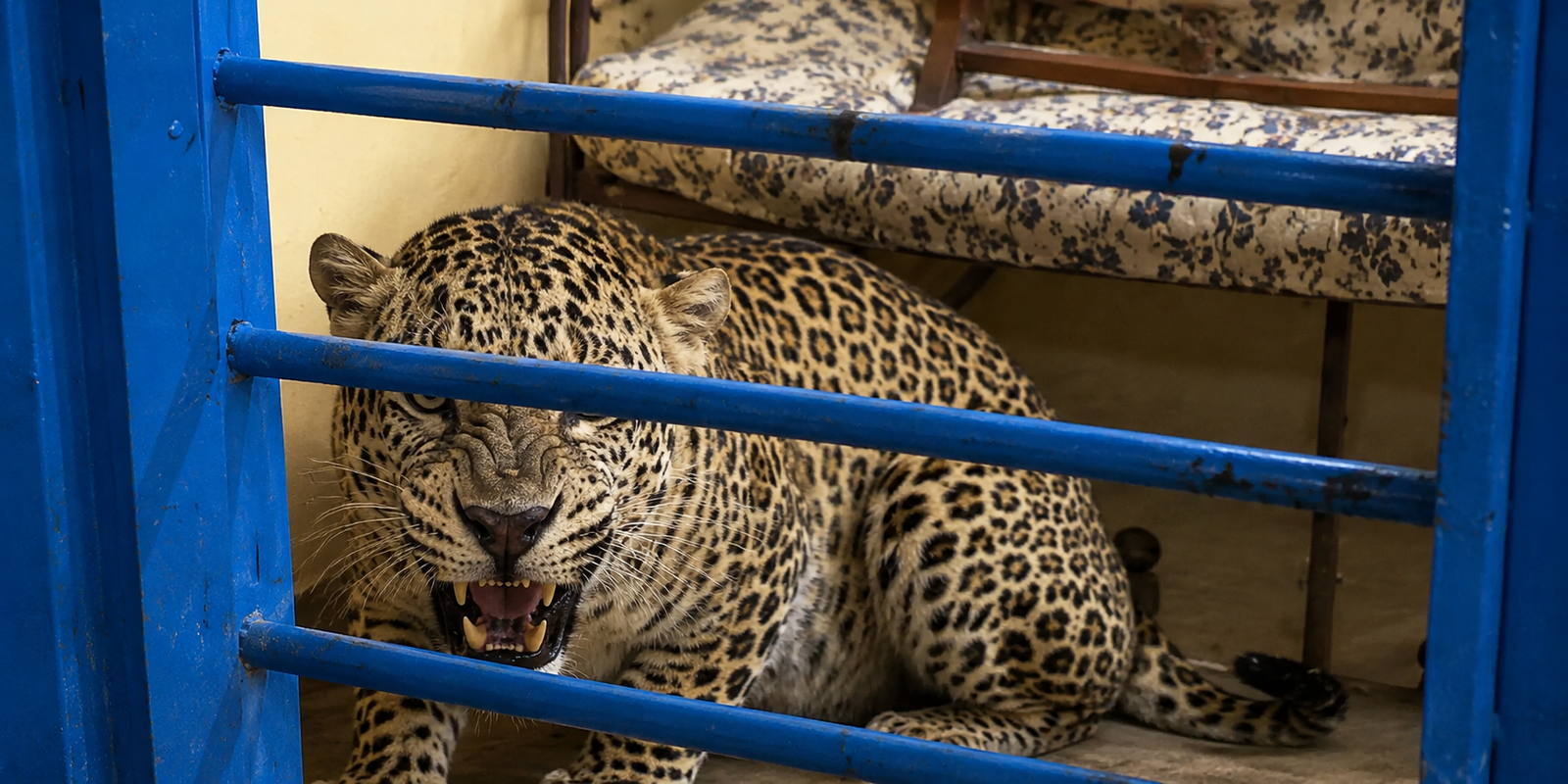 Leopard trapped inside a bedroom in Nilgiris house.