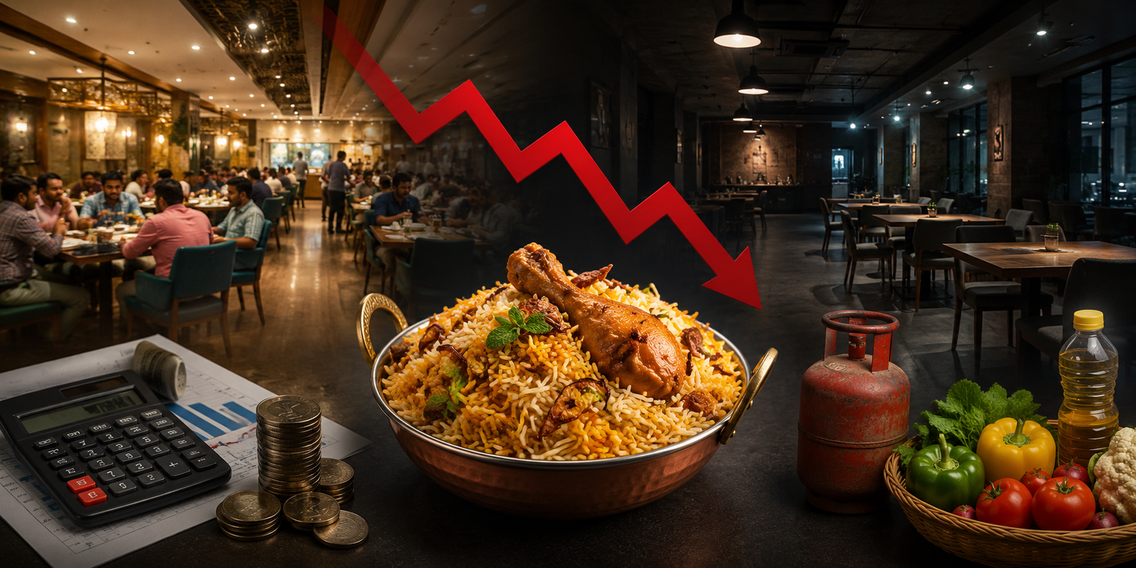 Customers dining at a Hyderabad restaurant amid slowdown in hotel business