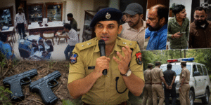 Karimnagar police investigating PMJ jewellery shop dacoity case and recovering weapons used in the robbery.
