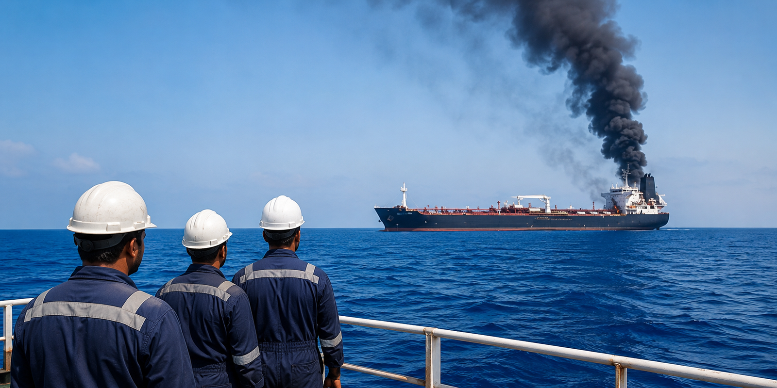 Indian tanker crew members and maritime security operations in the Gulf of Oman after recent attacks.