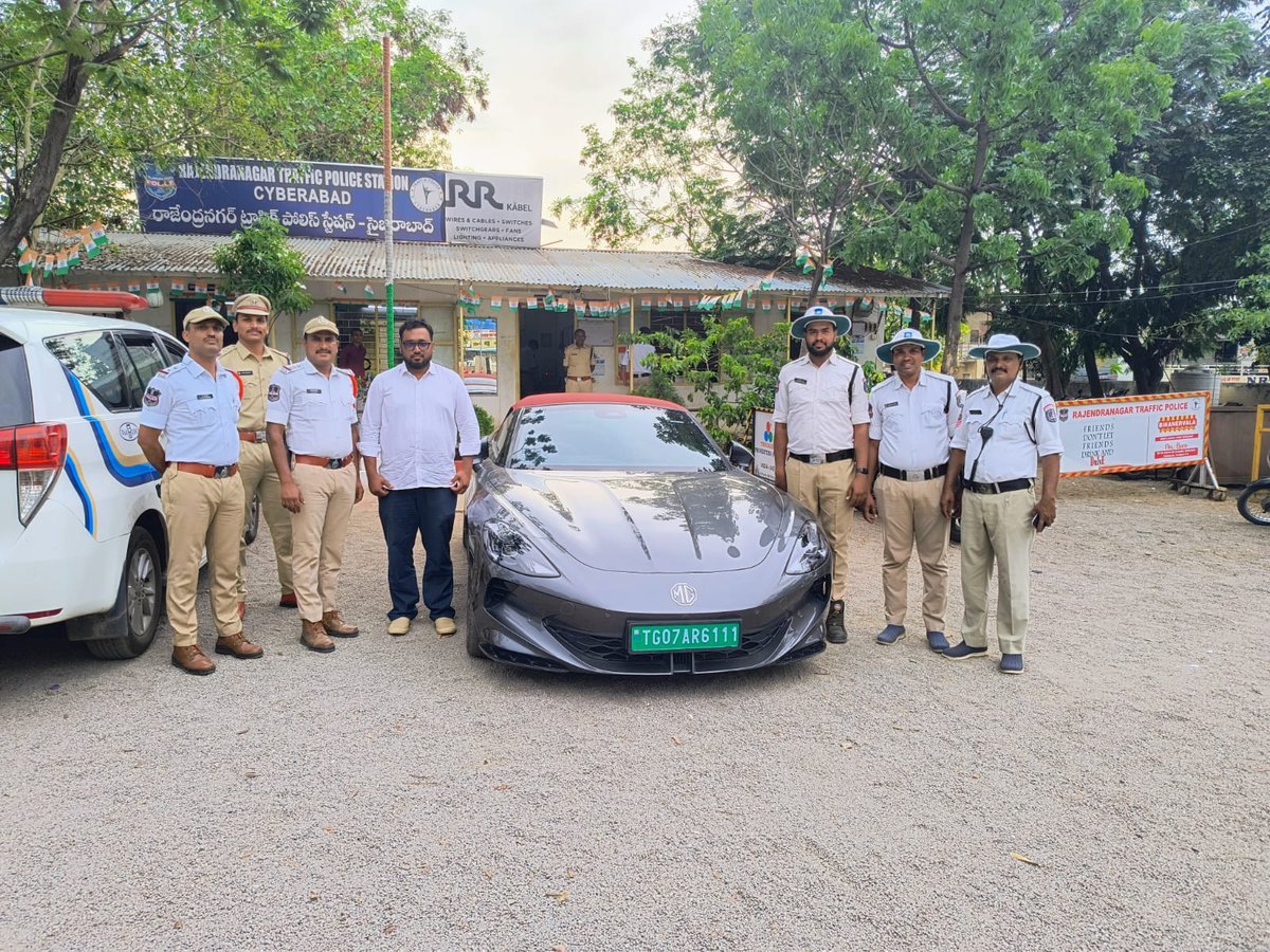 Minor driving MG Cyberster on Hyderabad ORR.
