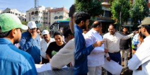 Officials inspecting Miyapur and Allwyn grade separator works.
