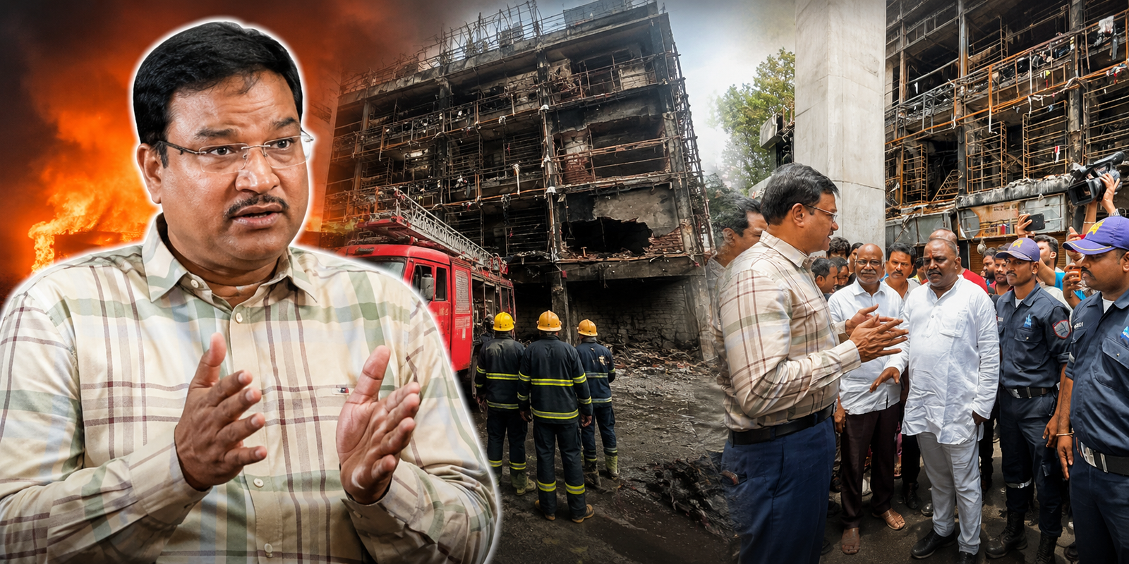 HYDRA Commissioner AV Ranganath inspecting Ameerpet fire accident site in Hyderabad