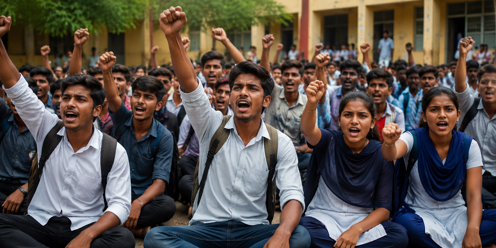 Girl students protest near Sagar Ring Road Hyderabad police action