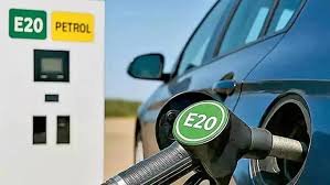 E20 petrol filling at an Indian fuel station.
