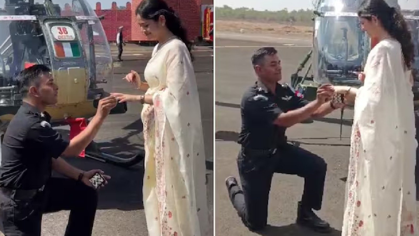 Army pilot proposes to girlfriend