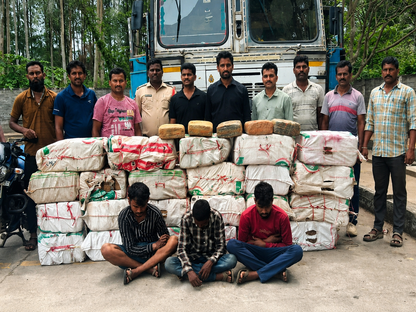 Police seized 525 kg ganja from a container truck.
