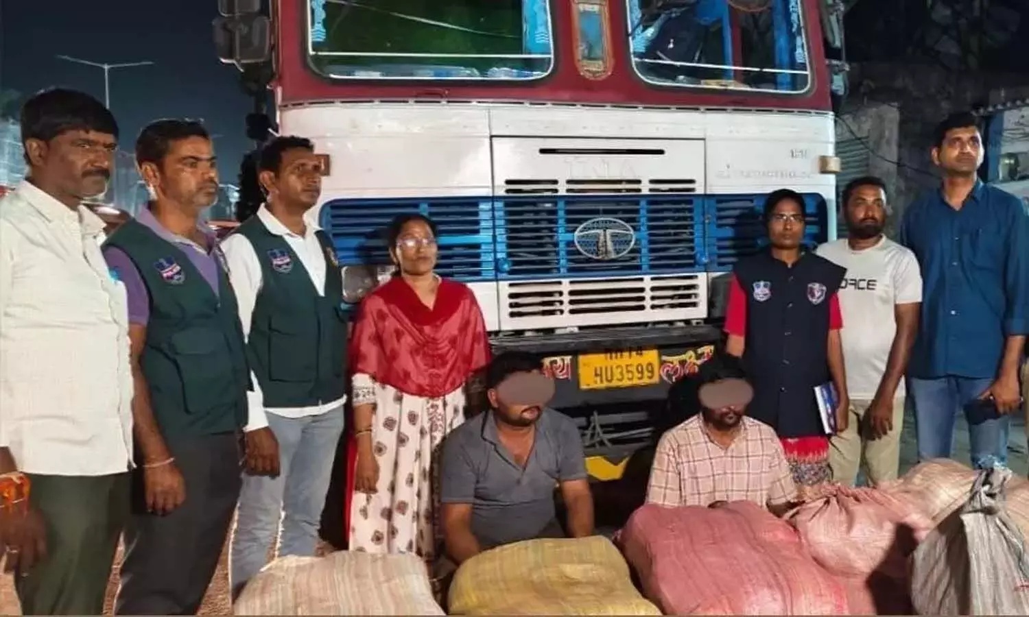 Police seized 237 kg ganja hidden inside a secret truck cabin.