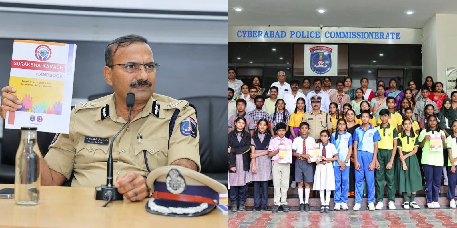 Cyberabad Police launching Suraksha Kavach Club with school students.