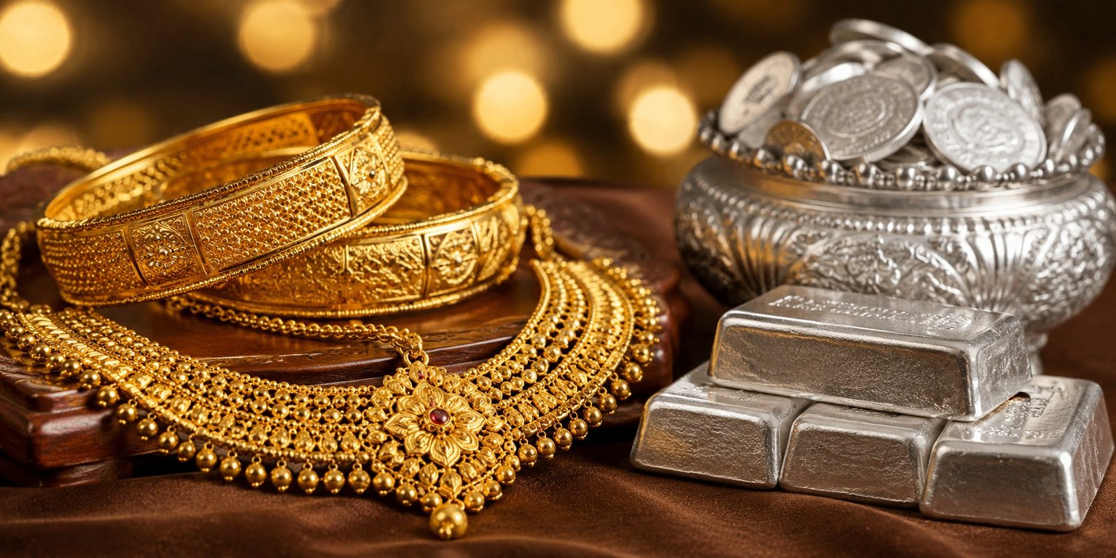 Today's gold and silver rates displayed in Hyderabad bullion market.