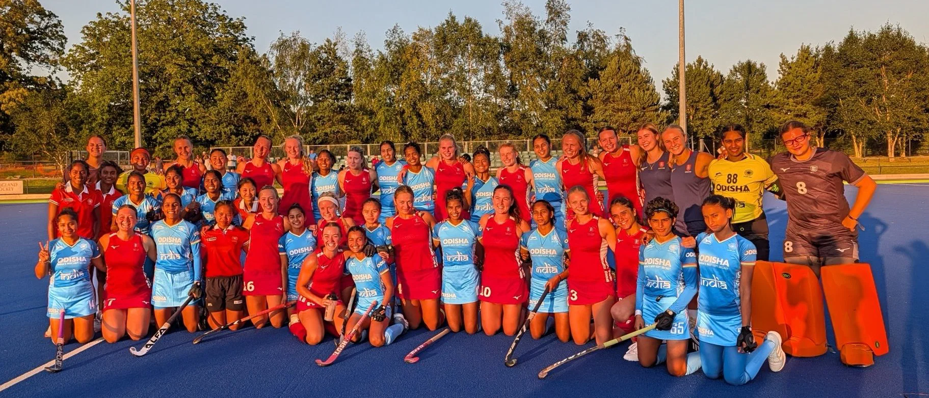 Indian junior women's hockey team during UK exposure tour match.