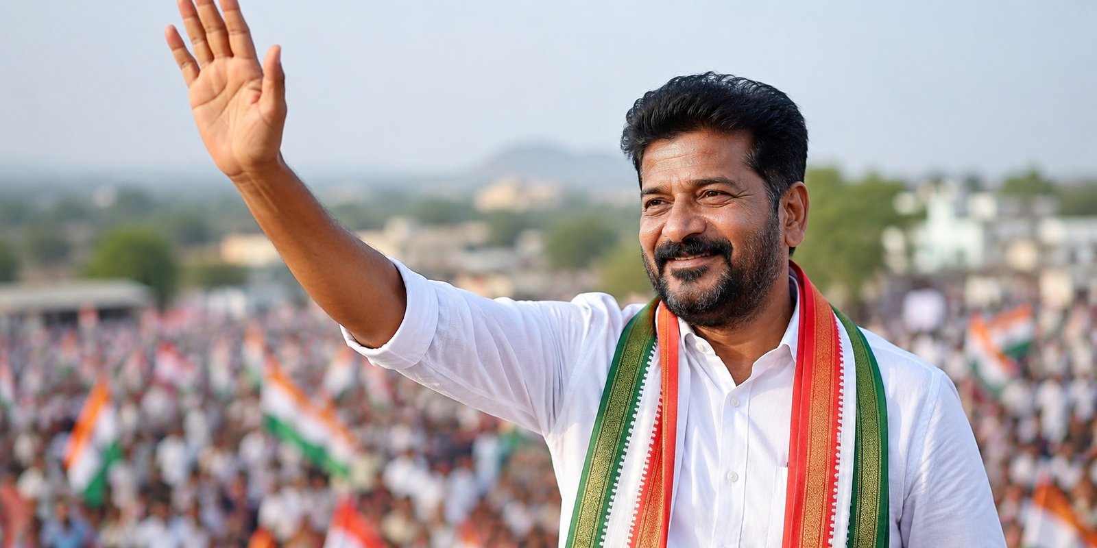 Revanth Reddy addressing people during Mahabubnagar visit.