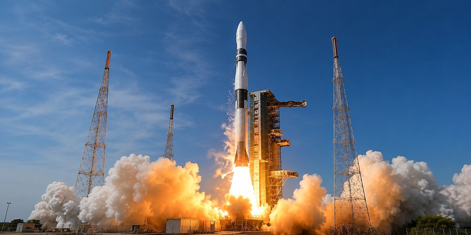 Skyroot Vikram-1 rocket ready for launch at Sriharikota.