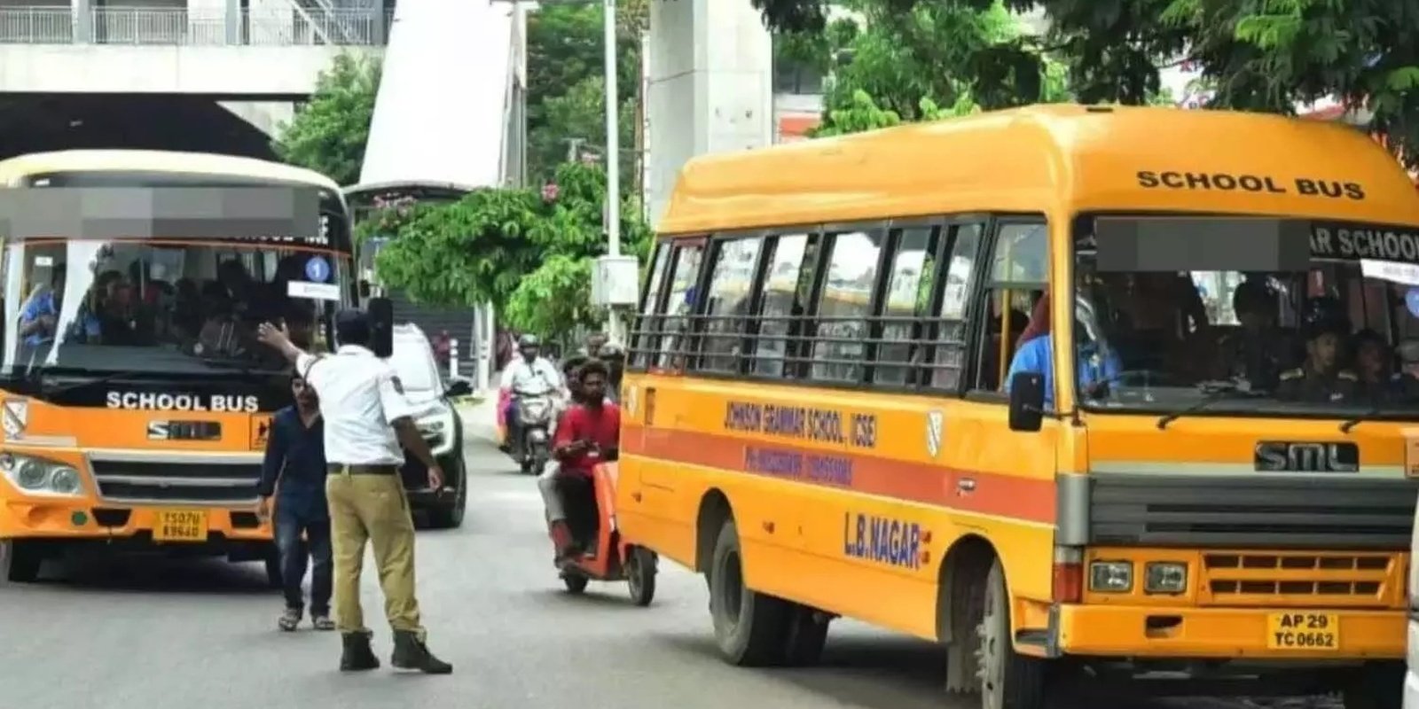 School bus driver undergoing breathalyzer test before duty.