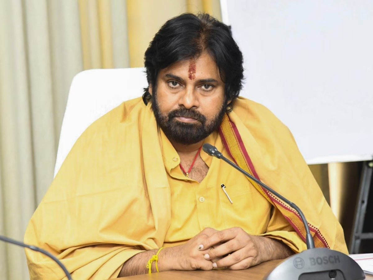Pawan Kalyan addressing media amid political controversy.