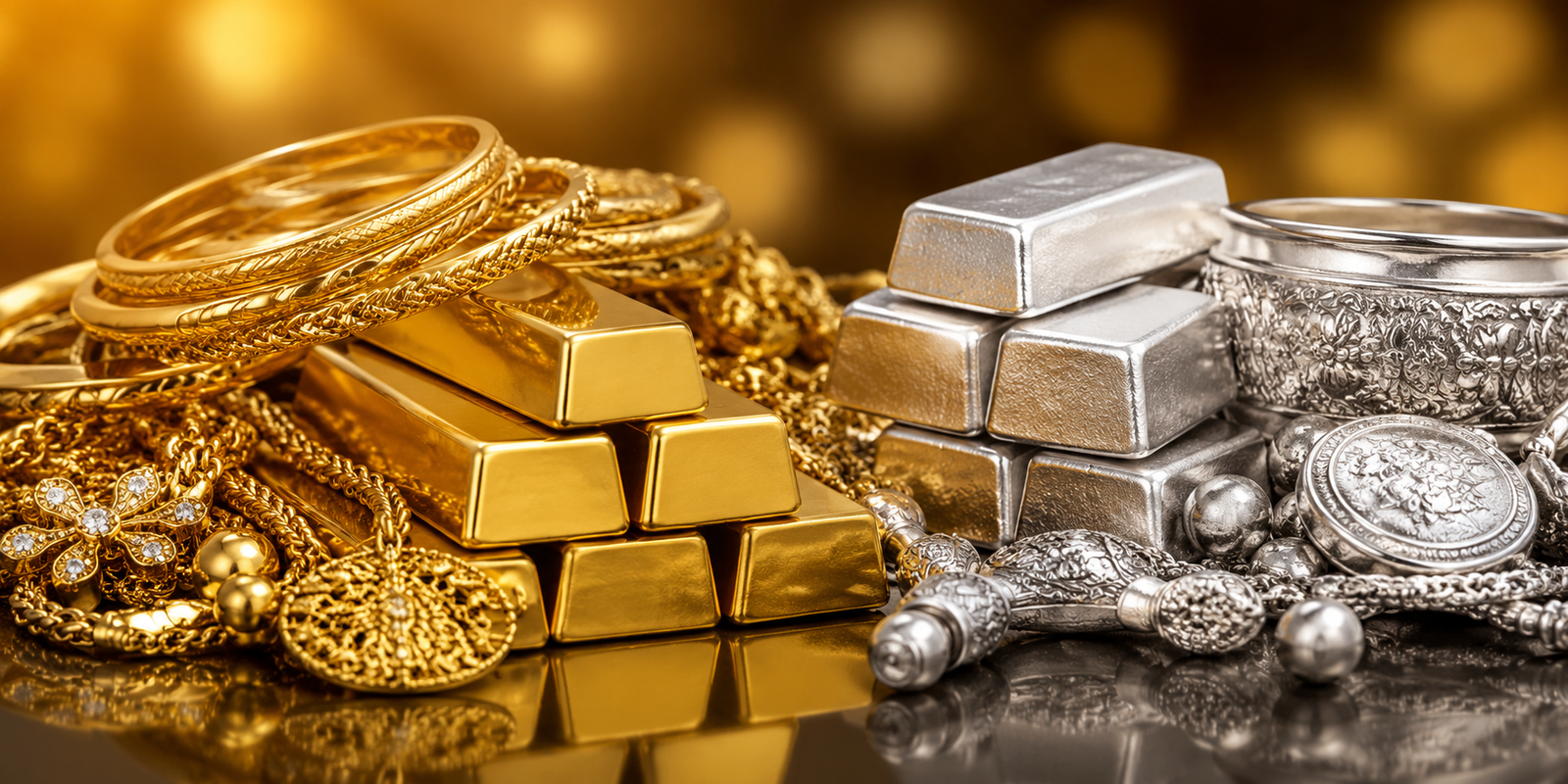Latest gold and silver prices displayed at Hyderabad bullion market.