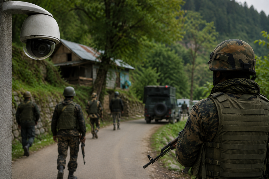 Security forces conducting search operation in Jammu villages.