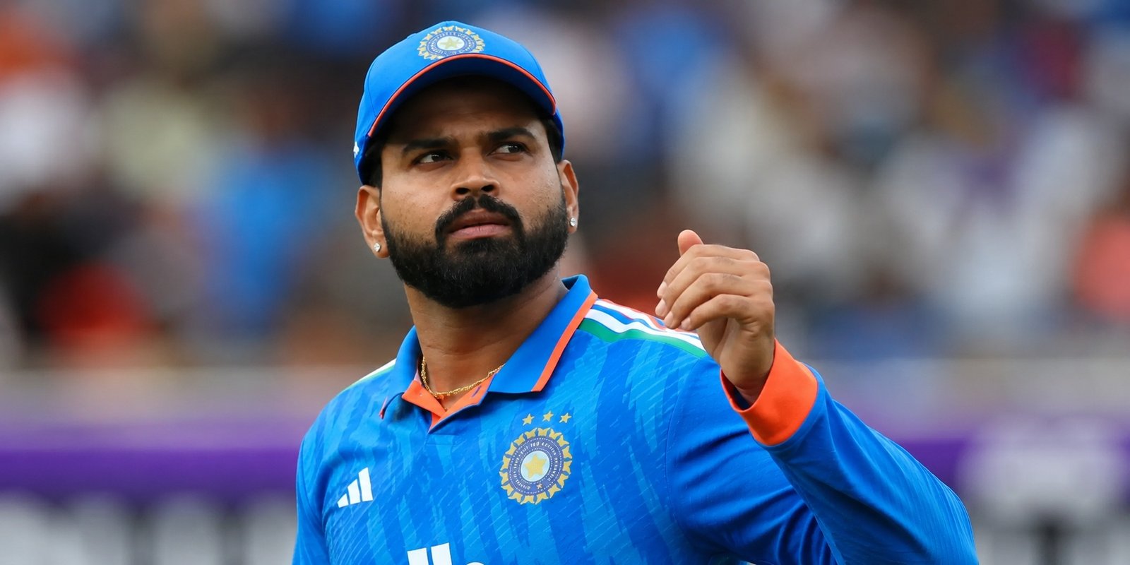 Shreyas Iyer reacts after India's T20 series defeat to England.