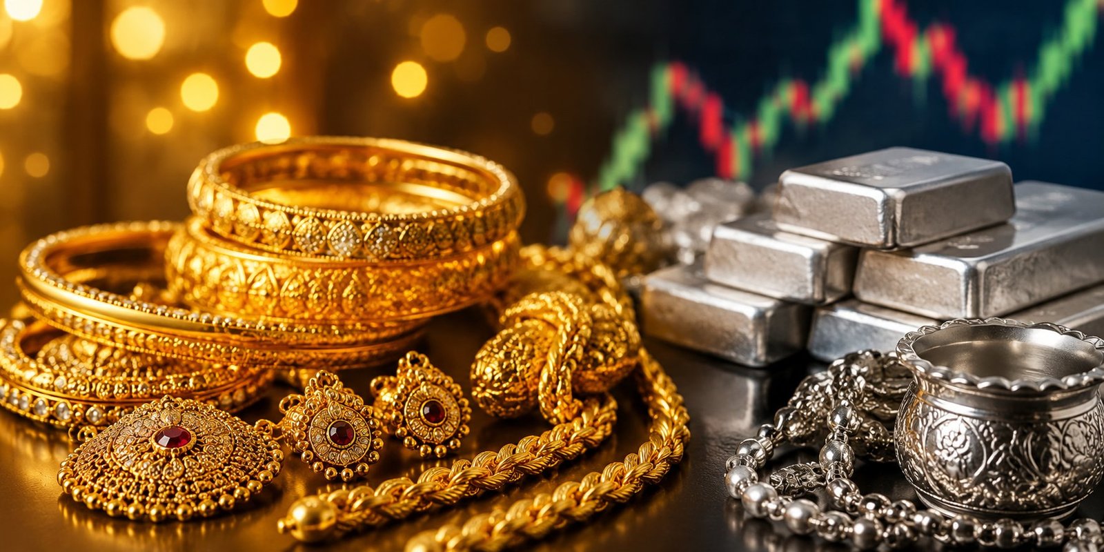 Gold jewellery displayed with today's latest market prices.