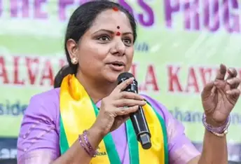 K Kavitha during Delhi High Court hearing on TRS party name dispute.