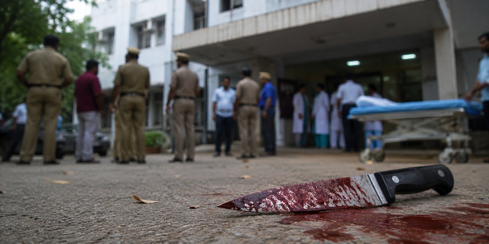 Police at Kadiri Government Hospital after woman murder case.