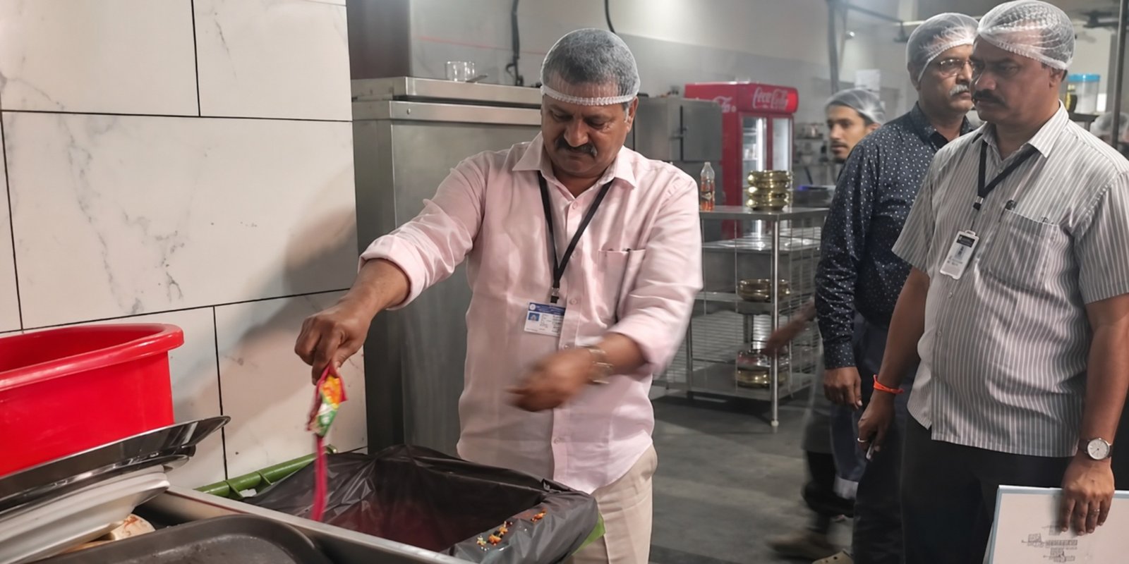 Food Safety officials inspecting a restaurant kitchen in Kukatpally, Hyderabad.
