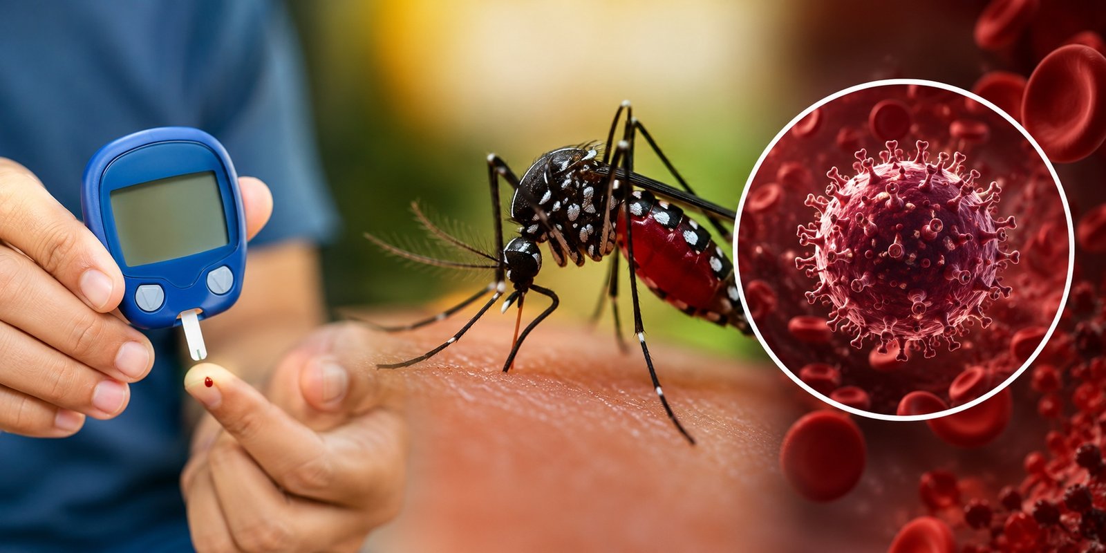 Doctor explaining dengue risks for diabetes patients.