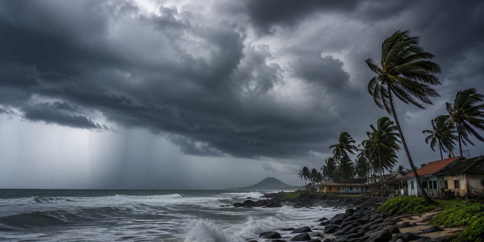 Dark clouds over Andhra Pradesh coast before heavy rainfall.