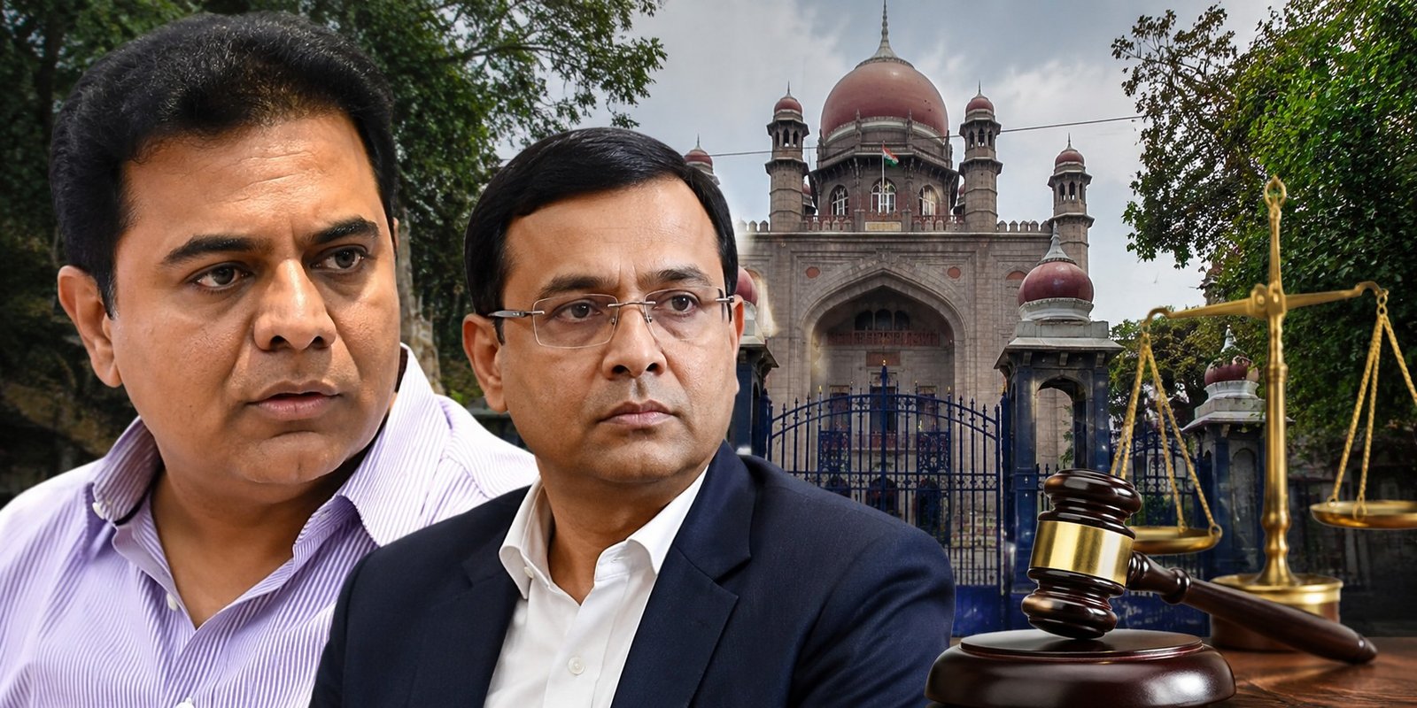 KTR and Arvind Kumar arrive at Nampally ACB Court.