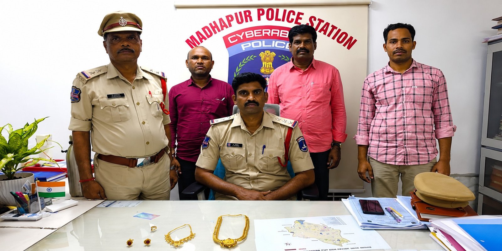 Recovered 100 grams gold jewellery in Madhapur theft case.