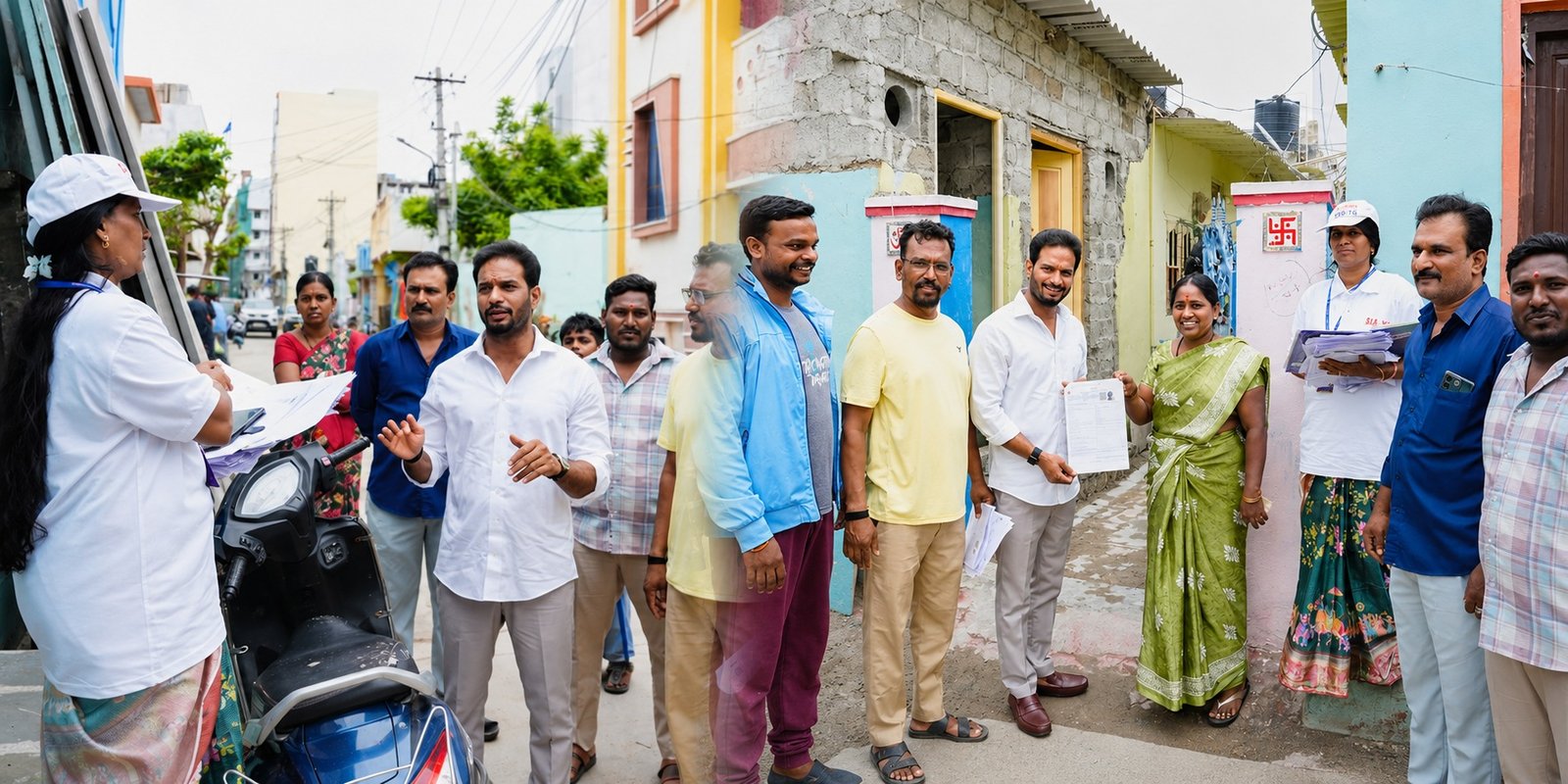 Ravikumar Yadav distributing SIR voter enumeration forms.