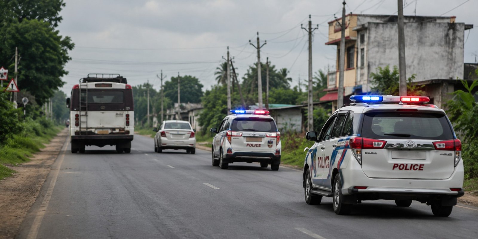 Police stop stolen RTC bus after dramatic chase in Korutla.