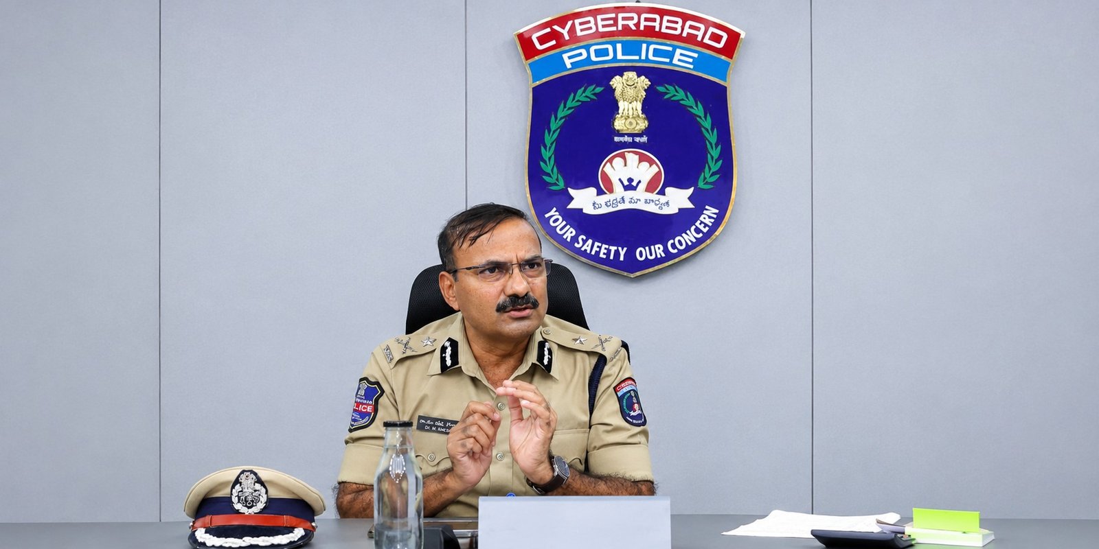 Cyberabad CP reviewing CCTV geo tagging with police officials.