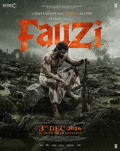 Prabhas in Fauzi period action drama poster.