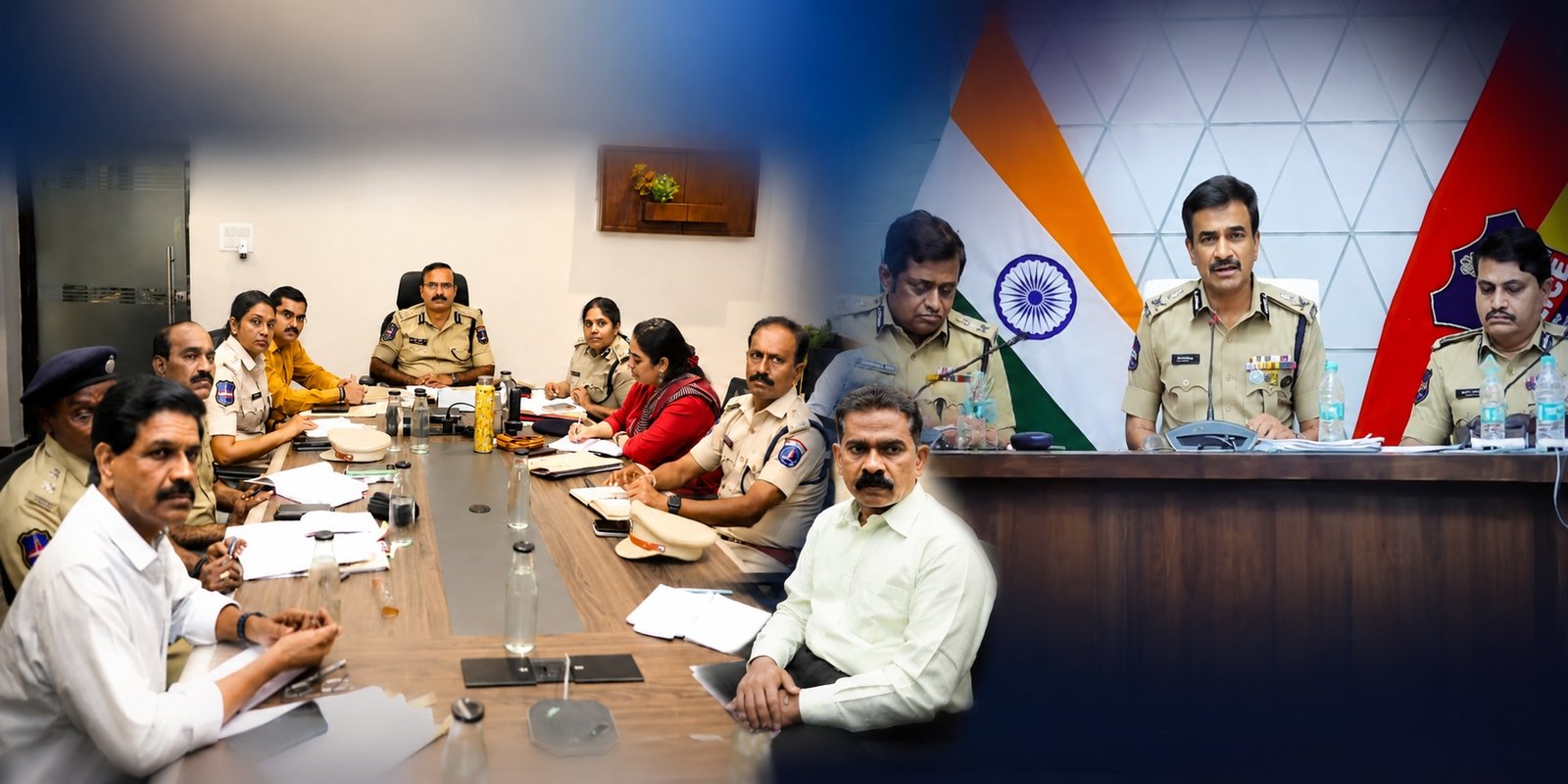 DGP CV Anand addressing Cyberabad Police through video conference.