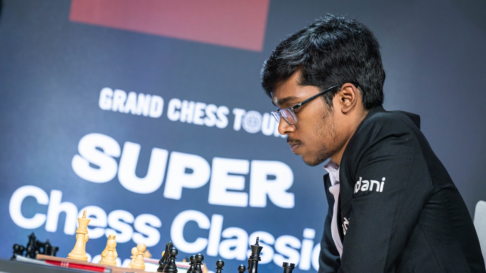 Praggnanandhaa during his Zagreb Grand Chess Tour match.