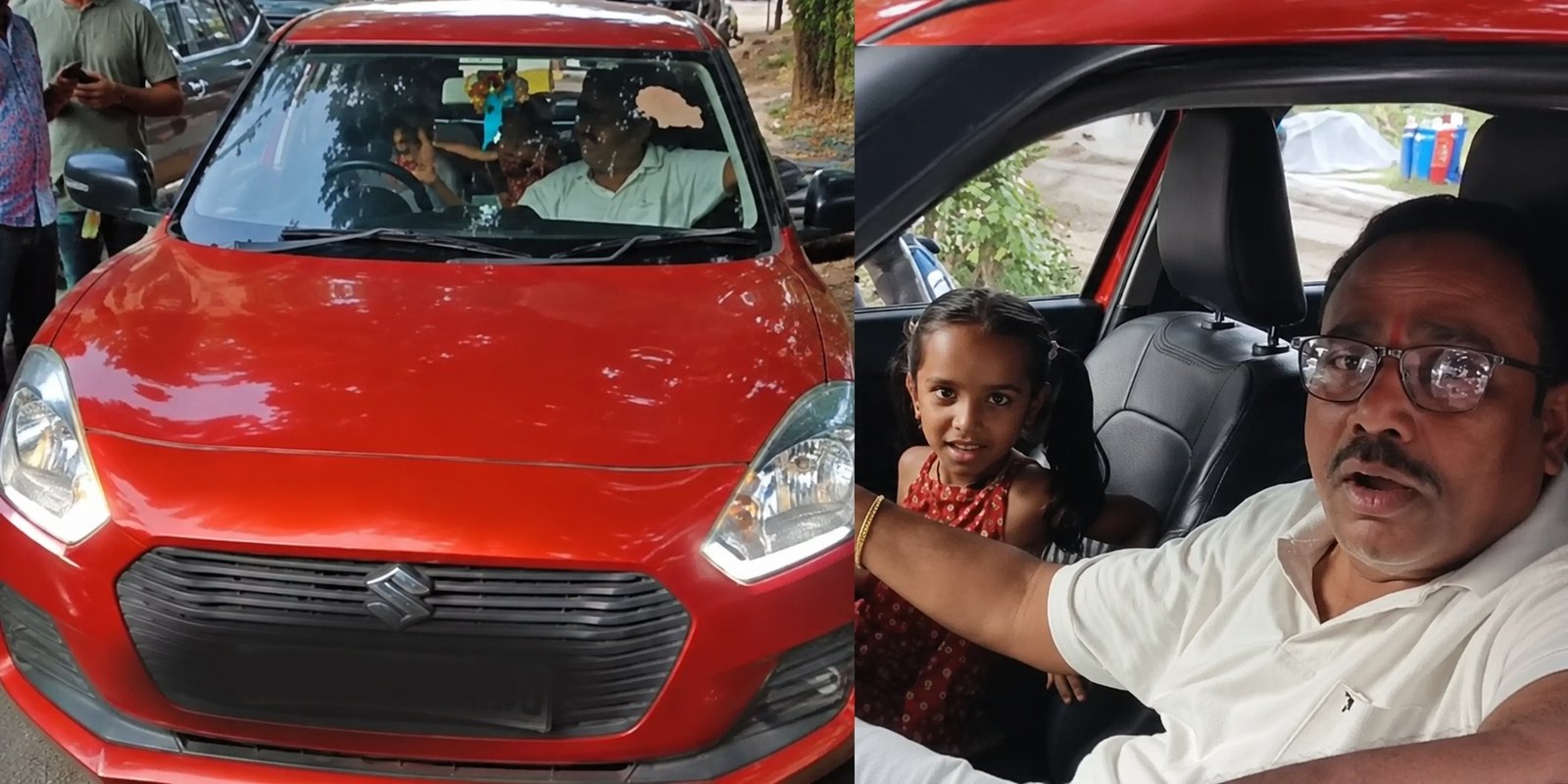Minor girl steering a car on a busy Hyderabad road.