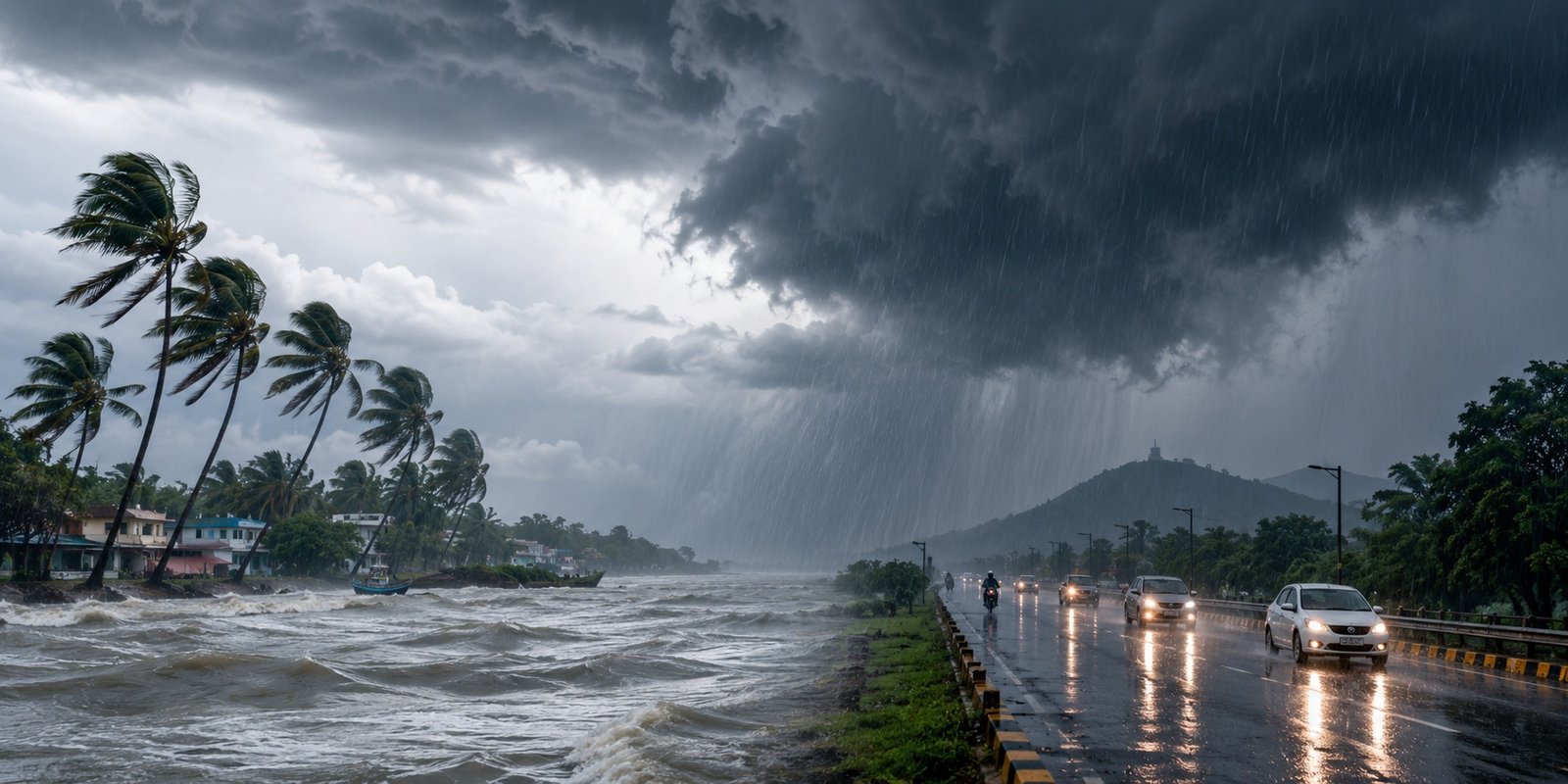Dark rain clouds over Telangana and Andhra Pradesh.