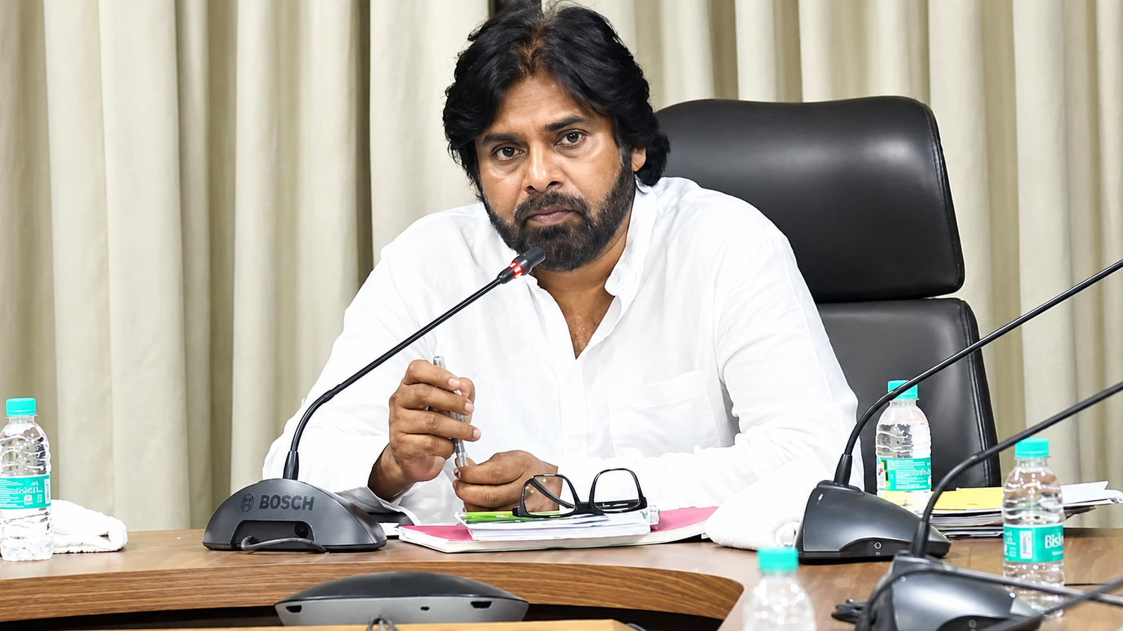 Pawan Kalyan during Janasena legislative party meeting