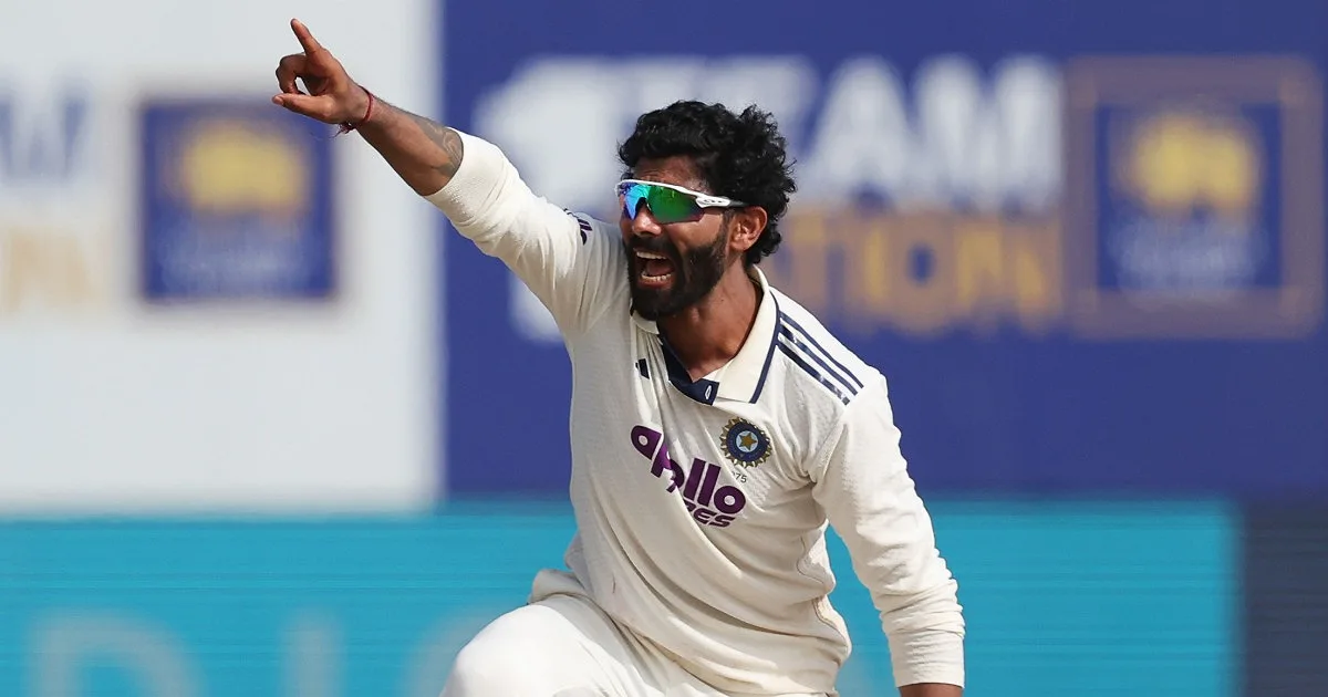 Ravindra Jadeja celebrates during India’s Galle Test win