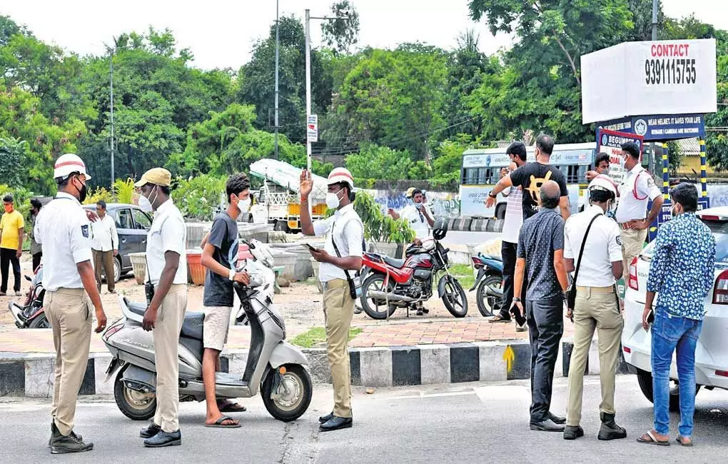 Hyderabad Traffic Police conducting a special traffic enforcement drive